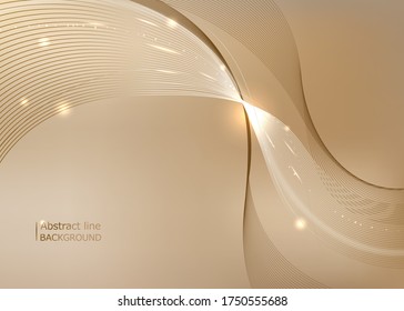 Light gold abstract lines waves background. Vector illustration.