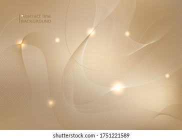 Light gold abstract lines waves background. Vector illustration.