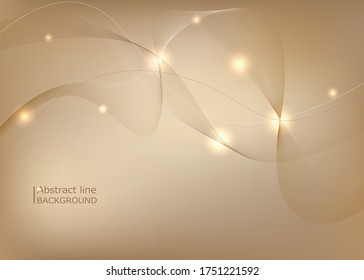 Light gold abstract lines waves background. Vector illustration.
