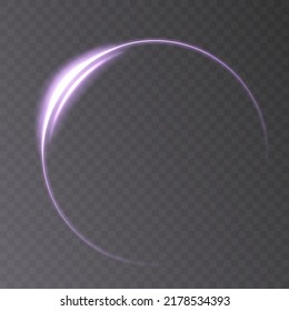 Light gold circle. Round golden line light effect. Glowing golden circle. PNG. EPS vector