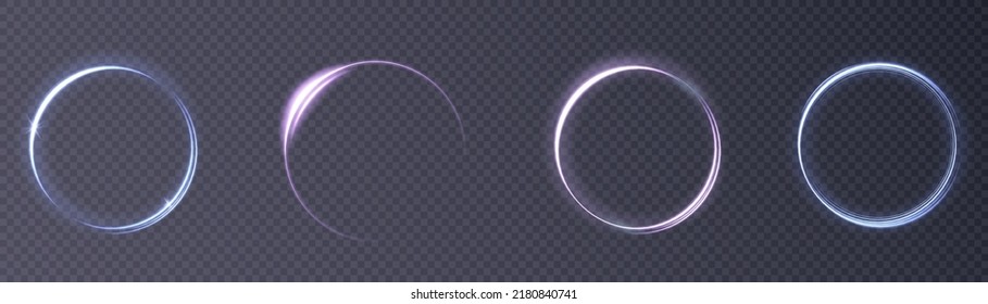 Light Gold Circle. Round Golden Line Light Effect. Glowing Golden Circle. PNG. EPS Vector	
