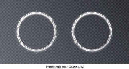 Light Gold Circle. Round Golden Line Light Effect. Glowing Golden Circle With Neon Effect. PNG. Eps Vector	
