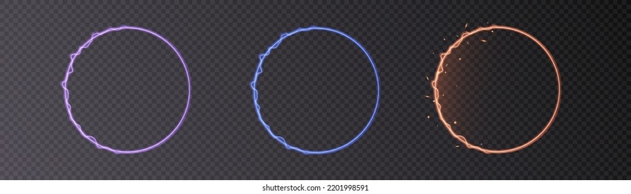 Light Gold Circle. Round Golden Line Light Effect. Glowing Golden Circle With Neon Effect. PNG. Eps Vector	
