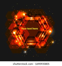 hellgoldener dunkler Hintergrund mit Hexagons. Platz für Ihren Text