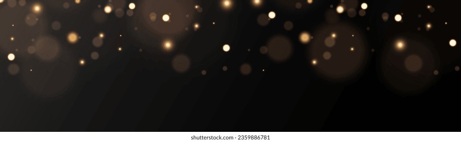 La luz del polvo de oro. png de fondo de efecto de luz bokeh. Fondo de polvo de Navidad brillante. El amarillo parpadeante resplandece con la luz de cuello de confeti y el movimiento de partículas.