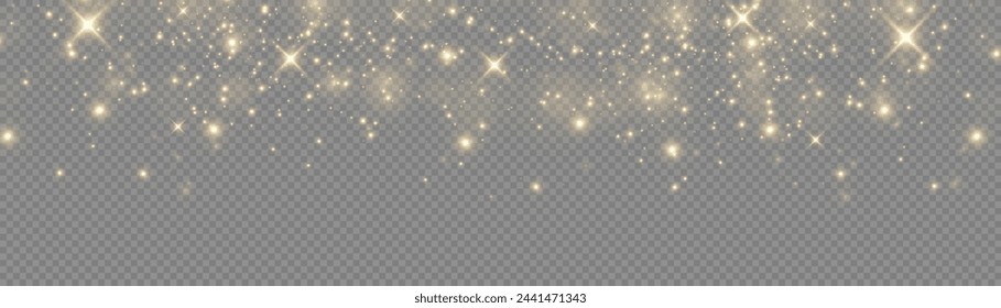 La luz del polvo de oro. bokeh fondo de efecto de luz png. Fondo de polvo resplandeciente de Navidad. Brillo parpadeante amarillo con luz bokeh de confeti y movimiento de partículas.	