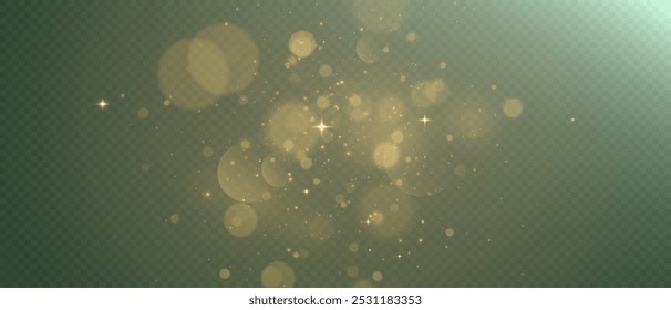 Luz de polvo de oro. Fondo de efecto de luz Bokeh png. Un hermoso fondo de Navidades brillantes. Un hermoso resplandor parpadeante amarillo con luz bokeh de confeti y movimiento de partículas.