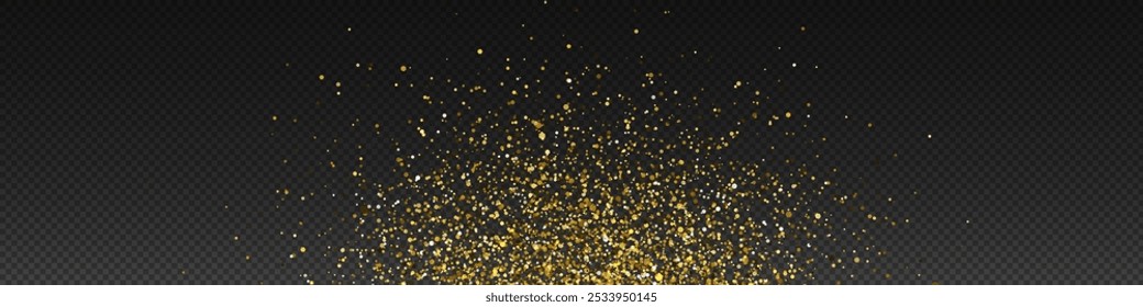 Luz de pó de ouro. Png de fundo de efeito de luz Bokeh. Um lindo Natal brilhante fundo de poeira. Um belo brilho cintilante amarelo com luz de bokeh confete e movimento de partícula.