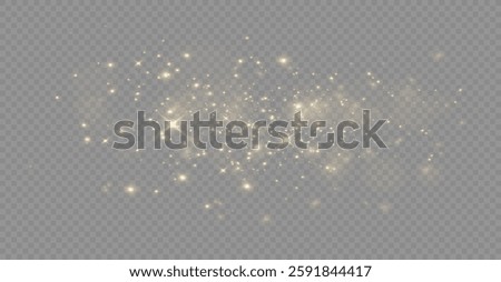 The light of gold dust, bokeh light effect background. Christmas glowing dust background, Yellow flickering glow with confetti bokeh light and particle motion. The dust sparks and golden stars shine.