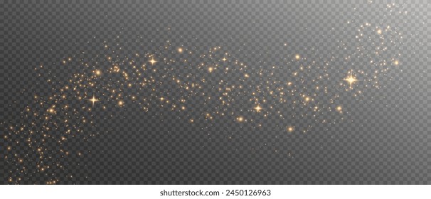 The light of gold dust. A stunning bokeh light effect background png. A gorgeous Christmas glowing dust background. A beautiful yellow flickering glow with confetti bokeh light and particle motion.