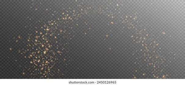 The light of gold dust. A stunning bokeh light effect background png. A gorgeous Christmas glowing dust background. A beautiful yellow flickering glow with confetti bokeh light and particle motion.