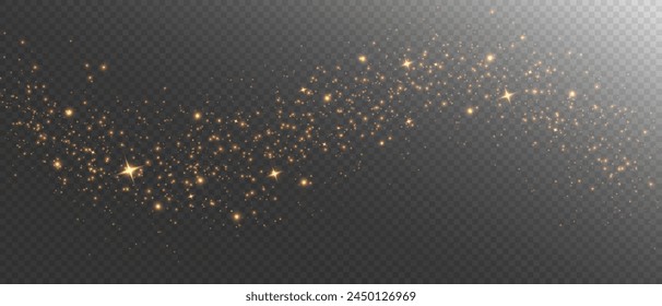 The light of gold dust. A stunning bokeh light effect background png. A gorgeous Christmas glowing dust background. A beautiful yellow flickering glow with confetti bokeh light and particle motion.