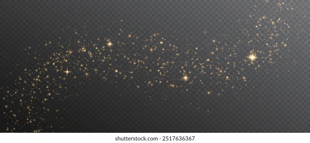 The light of gold dust. A stunning bokeh light effect background png. A gorgeous Christmas glowing dust background. A beautiful yellow flickering glow with confetti bokeh light and particle motion.