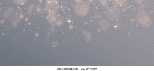 The light of gold dust. A stunning bokeh light effect background png. A gorgeous Christmas glowing dust background. A beautiful yellow flickering glow with confetti bokeh light and particle motion.