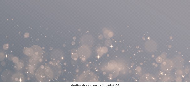 The light of gold dust. A stunning bokeh light effect background png. A gorgeous Christmas glowing dust background. A beautiful yellow flickering glow with confetti bokeh light and particle motion.