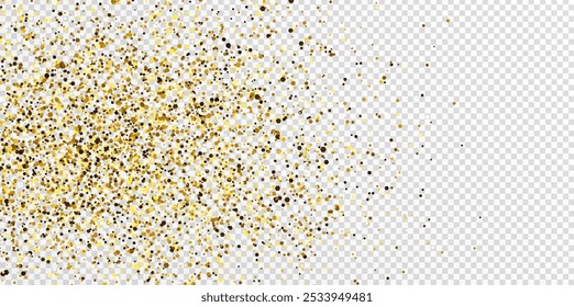 The light of gold dust. A stunning bokeh light effect background png. A gorgeous Christmas glowing dust background. A beautiful yellow flickering glow with confetti bokeh light and particle motion.