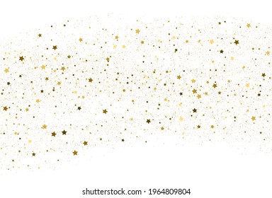 Fondo de confeti dorado claro. Textura de las estrellas doradas. Papel digital vectorial de vacaciones blancas. 