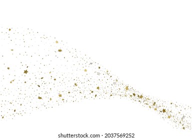 Light gold glitter confetti background. 3d stars.