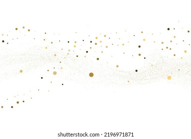 Fondo de confeti redondeado de brillo dorado claro. Textura festiva blanca. Vector