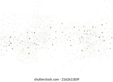 Light gold and light silver glitter confetti background. White festive texture. Vector