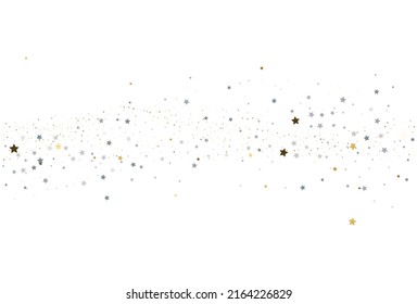 Light gold and light silver glitter confetti background. White festive texture. Vector