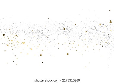 Light gold and light silver glitter confetti background. White festive texture. Vector
