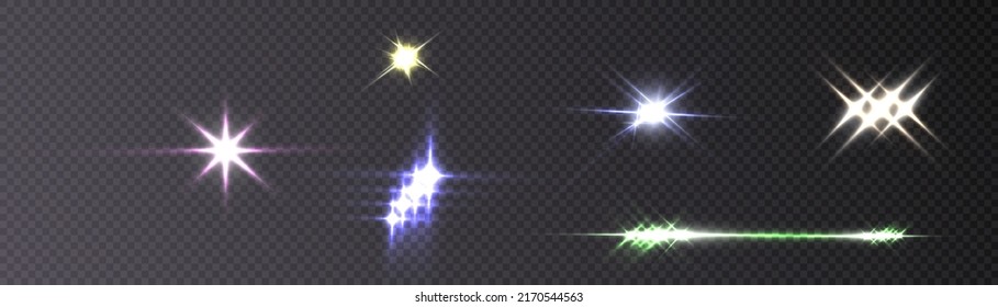 Light gold star png. Light sunlight. Light burst of bright light effect png. Magic stars. Vector 10 eps