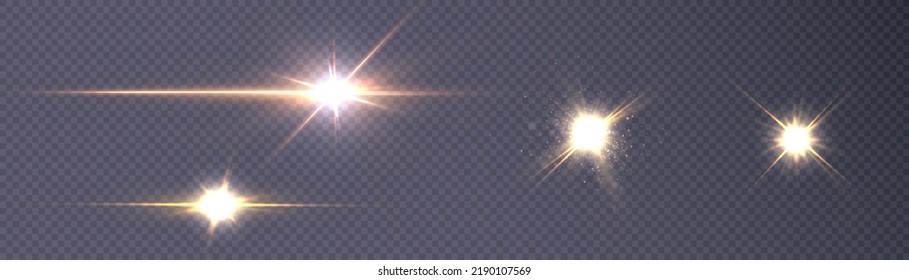 Estrella dorada ligera. Luz solar. efecto de luz png. Vector