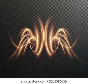 Light Gold Twirl. Curve Light Effect Of Gold Line. Luminous Golden Circle. PNG Light Gold Pedistal, Podium, Platform, Table. Vector PNG.	