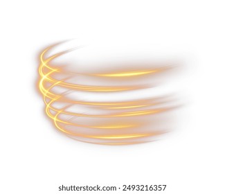 Torbellino de oro claro. Efecto de luz de curva de la línea de oro. Círculo blanco luminoso. Pedistal de oro claro, podio, plataforma, mesa. Vector PNG. Ilustración vectorial	
