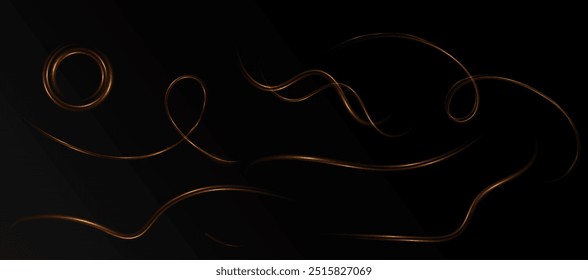 Espiral de ouro leve. Efeito de luz de curva da linha de ouro. Círculo luminoso de ouro. Pedestal de ouro leve, pódio, plataforma, mesa. PNG vetorial. Ilustração vetorial