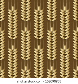 light gold wheat seamless pattern on dark brown