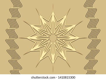 Light golden background with embossed star shape and wavy elements, luxury decoration