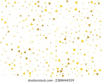 Light Golden glitter Triangular confetti. Pastel holiday texture