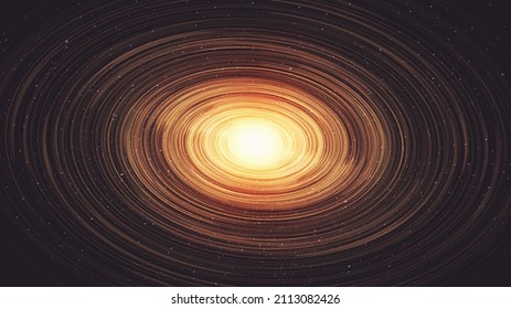 Light Golden Spiral Black Hole On Galaxy Background With Milky Way Spiral,Universe And Starry Concept Design,vector