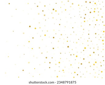Light Golden Squares. Confetti celebration, Falling golden abstract decoration for party. Vector illustration.