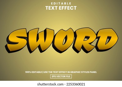 Light golden sword text style, editable text effect template vector illustration