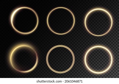 Light Golden Twirl. Curve Light Effect Of Golden Line. Luminous Golden Circle. PNG Light Gold Pedistal, Podium, Platform, Table. Vector PNG.