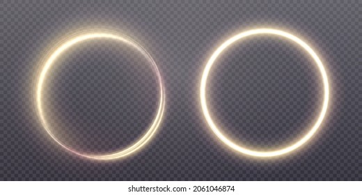 Light Golden Twirl. Curve Light Effect Of Golden Line. Luminous Golden Circle. PNG Light Gold Pedistal, Podium, Platform, Table. Vector PNG.