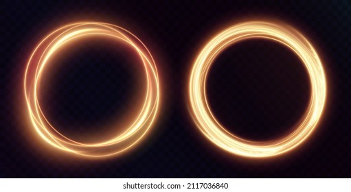 Light golden Twirl. Curve light effect of golden line. Luminous golden circle. Light gold pedistal, podium, platform, table. Vector PNG. Vector illustration