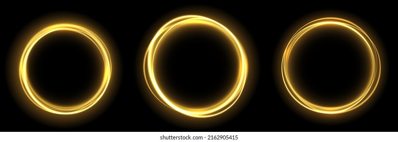 Light golden Twirl. Curve light effect of golden line. Luminous golden circle. Light gold pedistal, podium, platform, table. Vector PNG. Vector illustration, golden ring glow twirl
