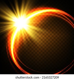 Light golden Twirl. Curve light effect of golden line. Luminous golden circle. Light gold pedistal, podium, platform, table. Vector PNG.
