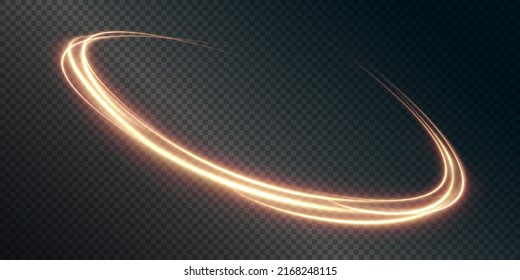 Light golden Twirl. Curve light effect of golden line. Luminous golden circle. Light gold pedistal, podium, platform, table. Vector PNG. Vector illustration