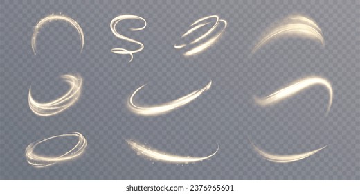 Toro dorado claro. Efecto de la luz de curva de la línea dorada. Círculo dorado luminoso. Elemento para su diseño, publicidad, postales, invitaciones, salvapantallas, sitios web, juegos.