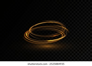 Turbilhão dourado claro. Efeito de luz de curva da linha dourada. Círculo luminoso dourado. Pedestal de ouro leve, pódio, plataforma, mesa. PNG vetorial. Ilustração vetorial