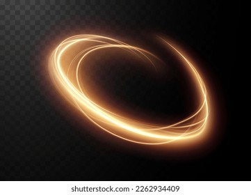 Light golden Twirl png. Curve light effect of golden line. Luminous golden circle. Element for your design, advertising, postcards, invitations, screensavers, websites, games.