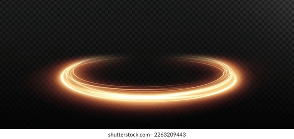 Light golden Twirl png. Curve light effect of golden line. Luminous golden circle. Element for your design, advertising, postcards, invitations, screensavers, websites, games.