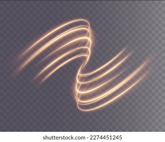 Light golden Twirl png. Curve light effect of golden line. Luminous golden circle. Element for your design, advertising, postcards, invitations, screensavers, websites, games.