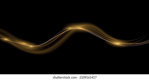 Light Golden Twirl. Vector PNG. Curve Light Effect Of Golden Line. Luminous Golden Circle. PNG Light Gold Pedistal, Podium, Platform, Table.