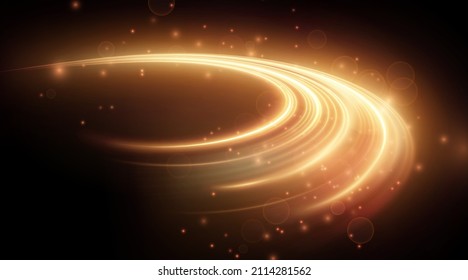 Light golden Twirl. Vector PNG. Curve light effect of golden line. Luminous golden circle. PNG Light gold pedistal, podium, platform, table.	
